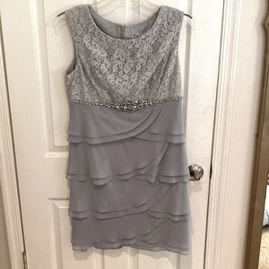 Eliza J 14 petite formal dress. Silver. Overall length 36 inches